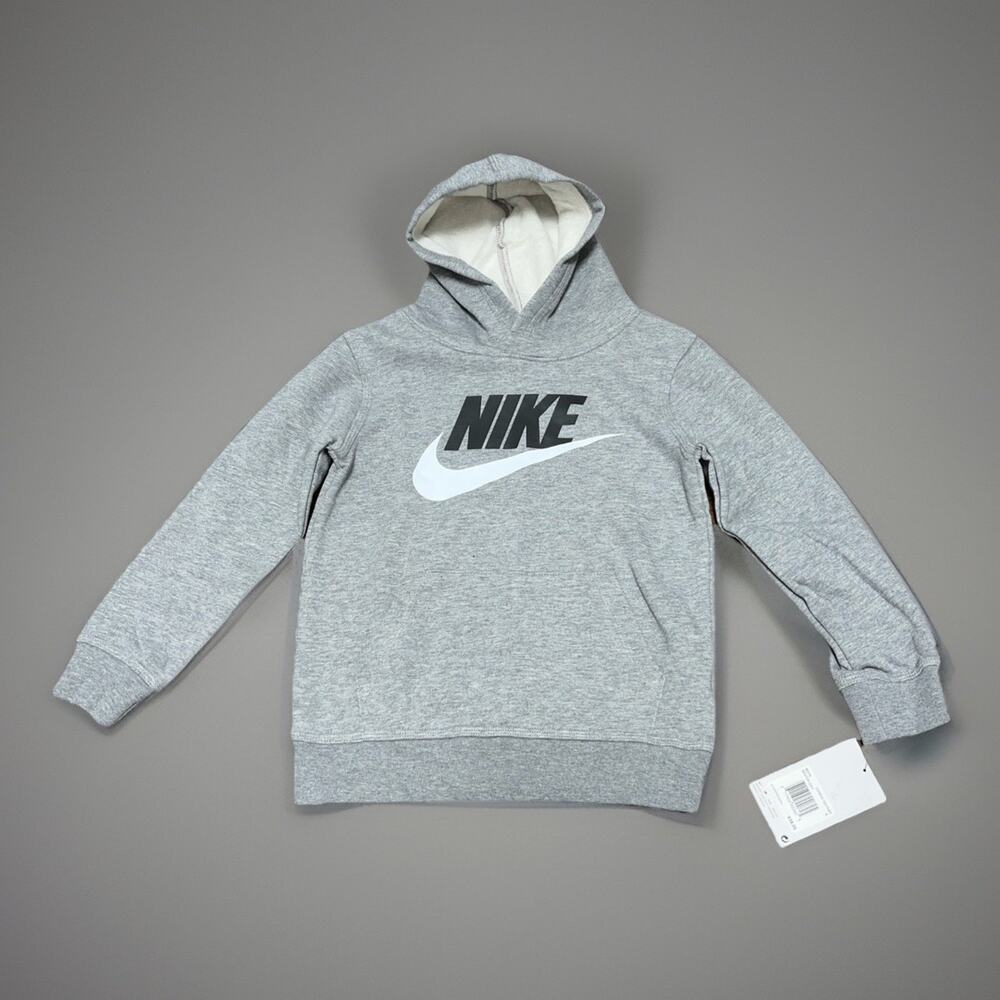 Nike Little Boys Sportswear Club Fleece Hoodie Carbon Heater Gray Sz 6(5-6 Year)